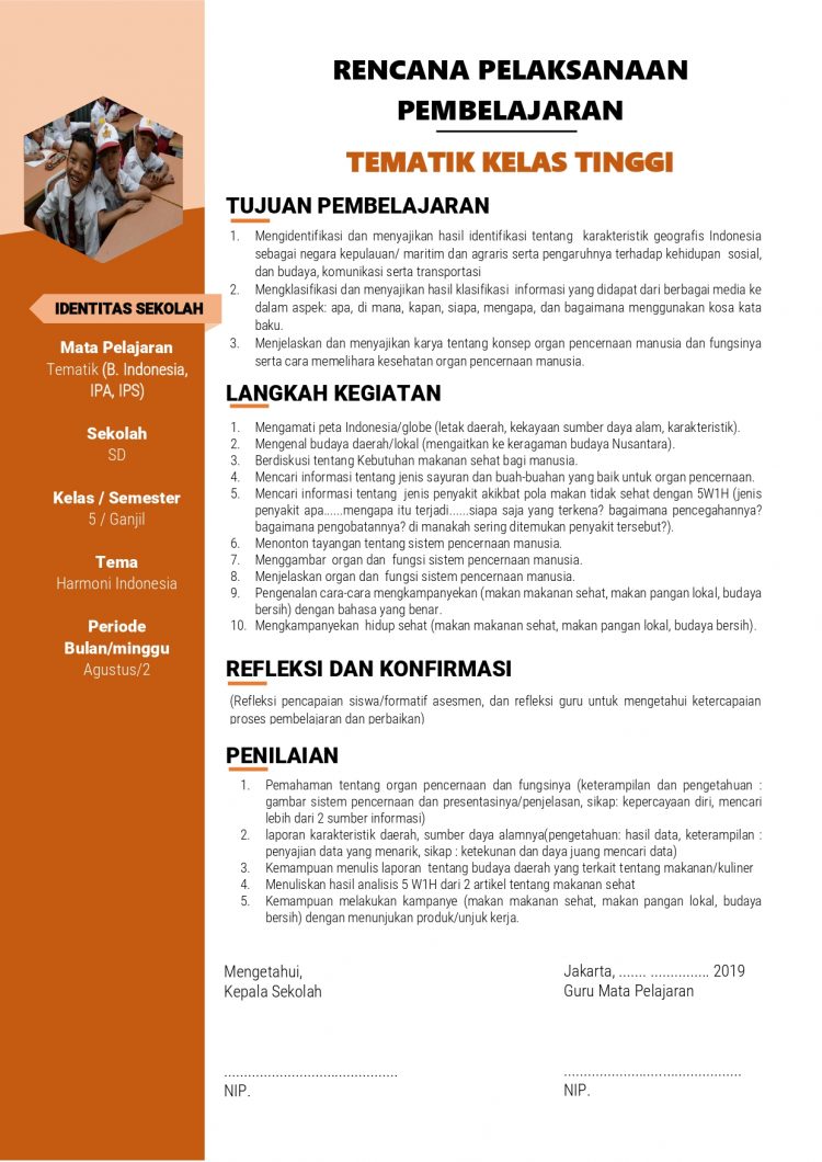 Contoh RPP SD 1 Lembar