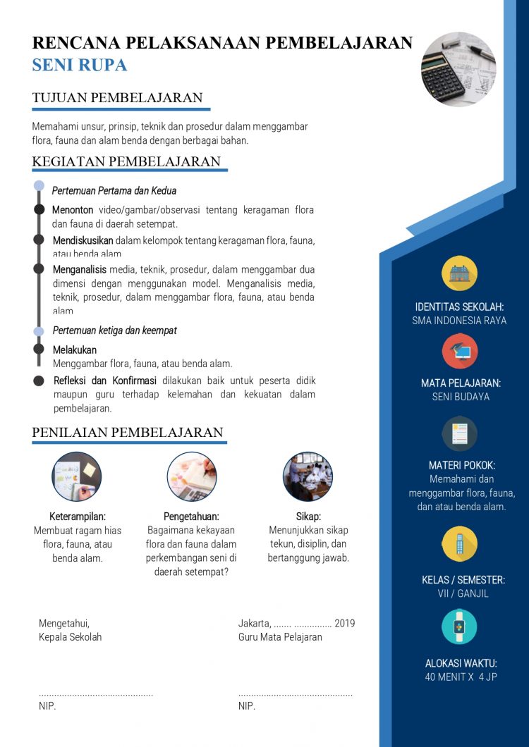 Contoh RPP SMP 1 Lembar