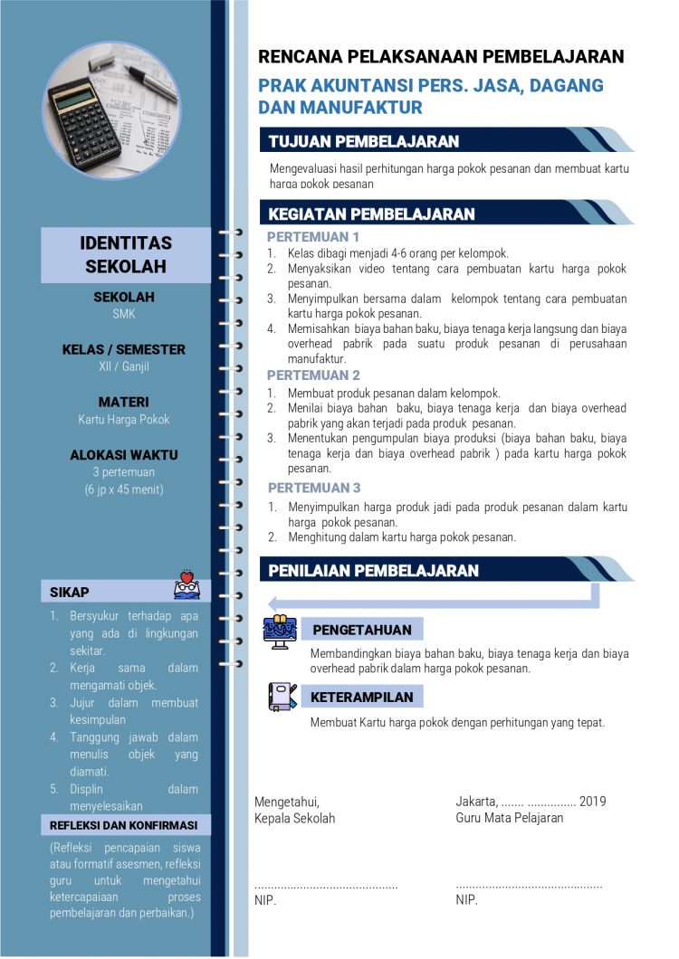 Contoh RPP SMK 1 Lembar