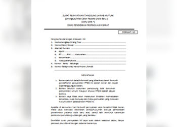Download Surat Pernyataan Tanggung Jawab Mutlak Orang Tua PPDB Jabar 2021