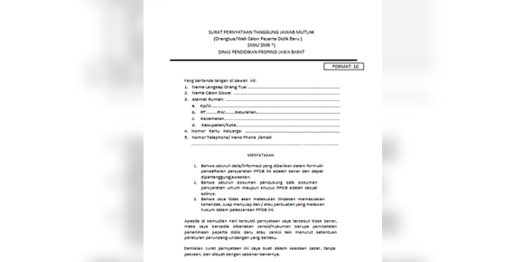 Download Surat Pernyataan Tanggung Jawab Mutlak Orang Tua Ppdb Jabar 2021 Idsch Id