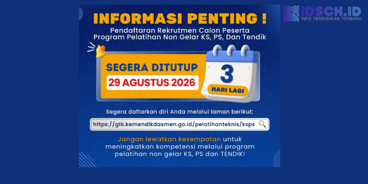 Pendaftaran Pelatihan Non Gelar untuk KS, PS, dan Tendik Tinggal 3 Hari Lagi